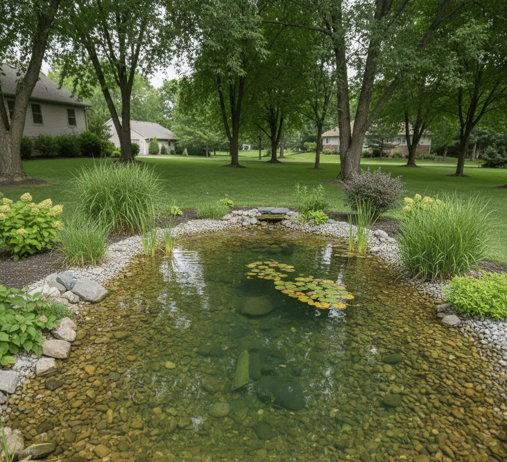 Small pond ideas in East Amherst NY for backyard landscaping