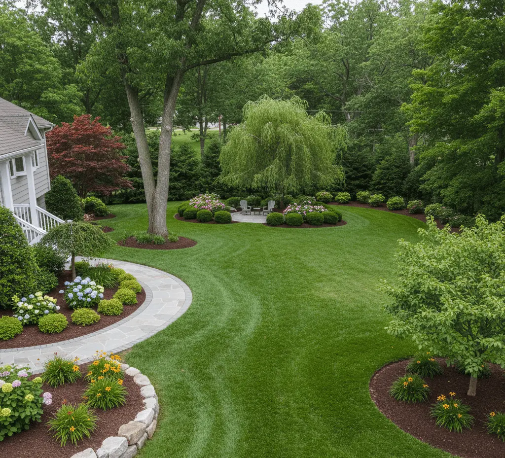 Tree landscape ideas for front and backyard spaces in East Amherst, NY