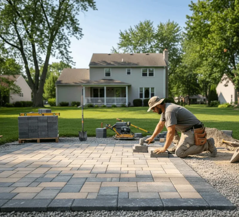 how to build a patio using pavers in Williamsville NY backyard
