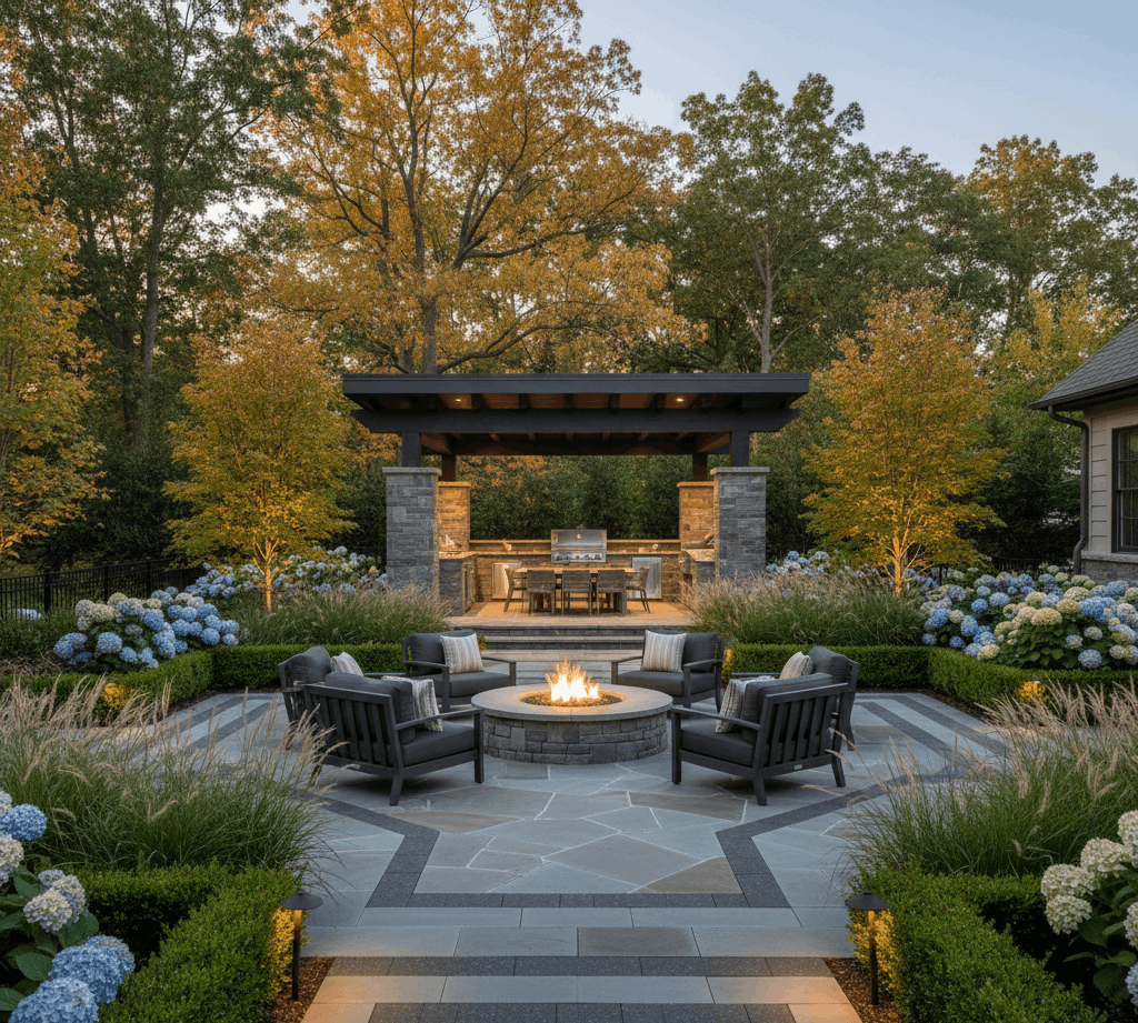 Luxury landscaping ideas with modern outdoor design in Williamsville, NY