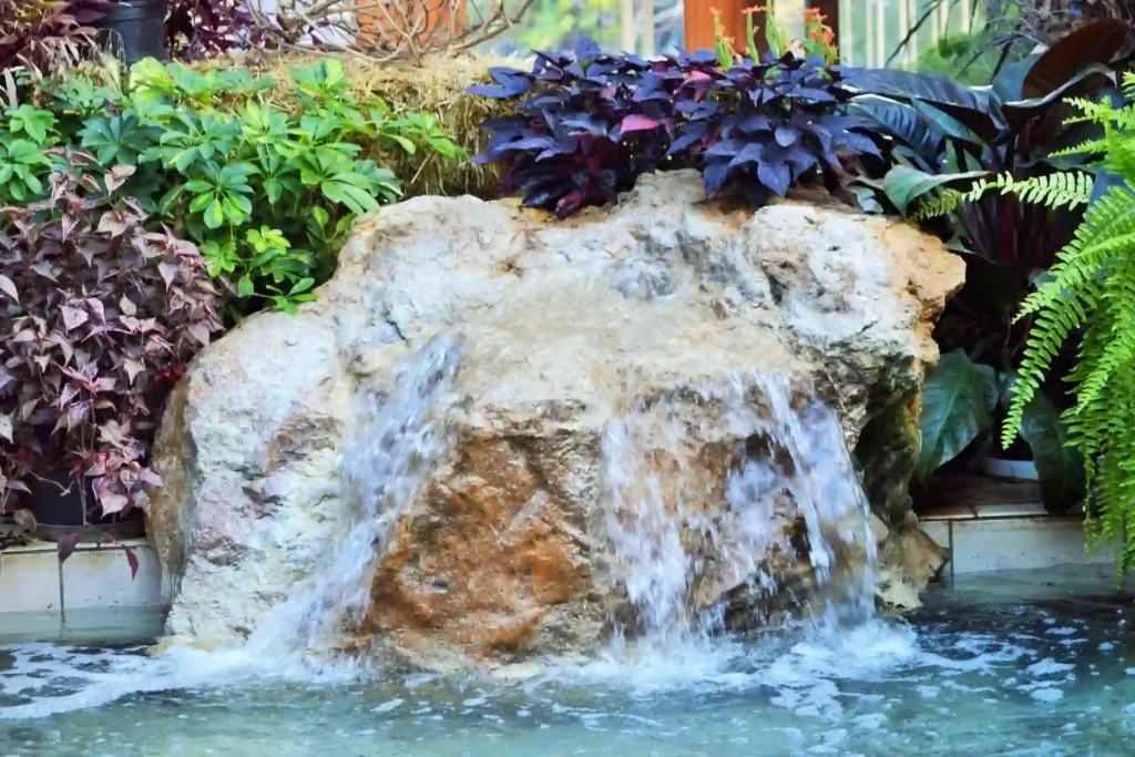 decorative natural boulder water feature in clarence ny