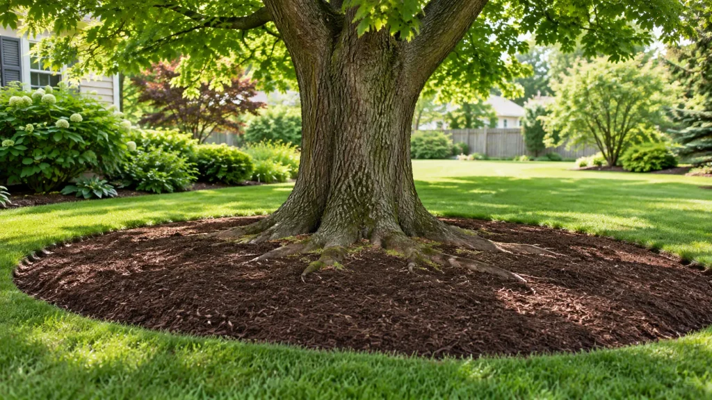 Shade-Friendly Landscape Design in Western NY with Mulch Installation